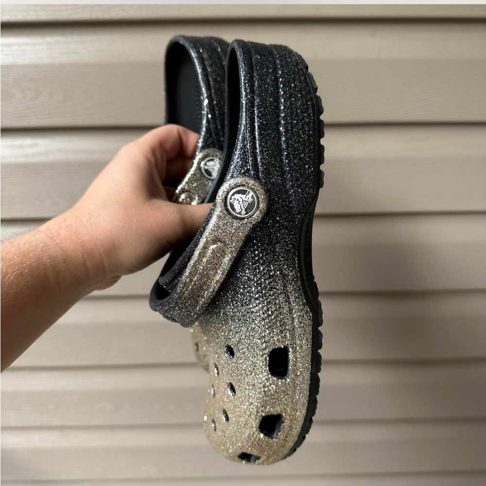 Limited Edition Black/Gold Ombre Glitter Crocs - Picture 2 of 5